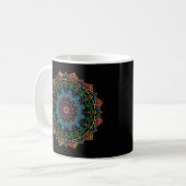 Coole und farbenfrohe Mandala-Blumenmuster Kaffeetasse (Vorderseite Links)