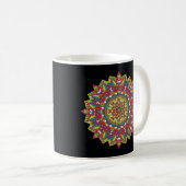 Coole und farbenfrohe Mandala-Blumenmuster Kaffeetasse (VorderseiteRechts)