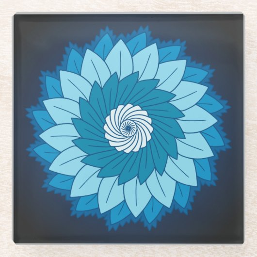 Coole und farbenfrohe Mandala Muster Blaue Flammen Glasuntersetzer (Vorderseite)