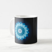 Coole und farbenfrohe Mandala Muster Blaue Flammen Kaffeetasse (Vorderseite Links)