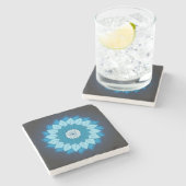 Coole und farbenfrohe Mandala Muster Blaue Flammen Steinuntersetzer (Seitenansicht)