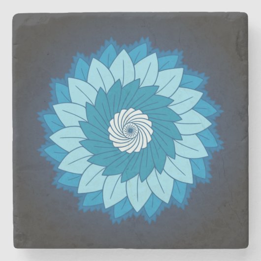 Coole und farbenfrohe Mandala Muster Blaue Flammen Steinuntersetzer (Vorderseite)