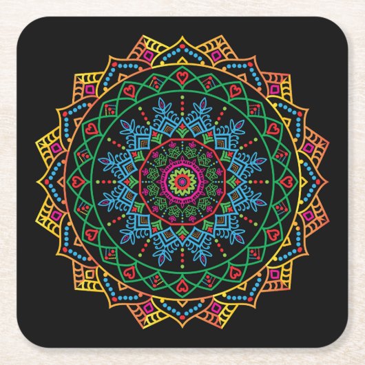 Coole und farbenfrohe Mandala-Muster Rechteckiger Pappuntersetzer (Vorderseite)