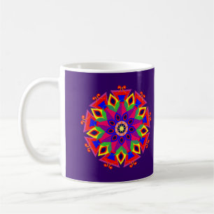 Coole und farbenfrohe Mandala Pattern Flammen Kaffeetasse