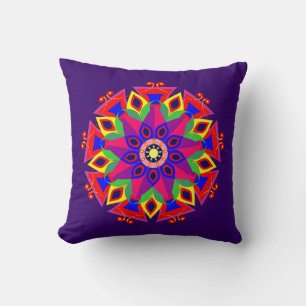 Coole und farbenfrohe Mandala Pattern Flammen Kissen