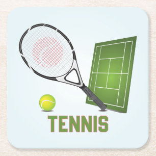 Coole und farbenfrohe Tenniselemente Rechteckiger Pappuntersetzer