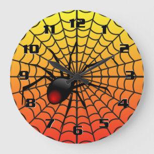 Coole und graue 3D-Spinne auf WebHalloween Große Wanduhr