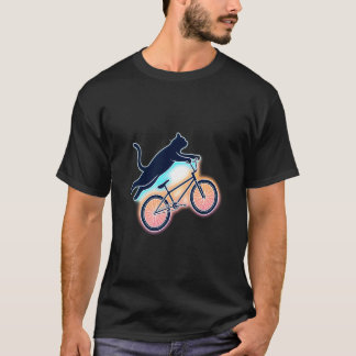 Coole und lustige fliegende Katze fährt BMX Fahrra T-Shirt