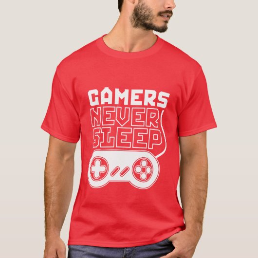 Coole und lustige Gamer T Shirt Gamer schlafen nie (Vorderseite)