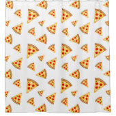 Coole und lustige Pizzaschnitte auf Weiß Duschvorhang (Vorderseite)