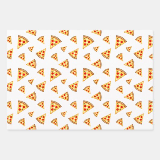 Coole und lustige Pizzaschnitte auf Weiß Geschenkpapier Set (Vorderseite 2)