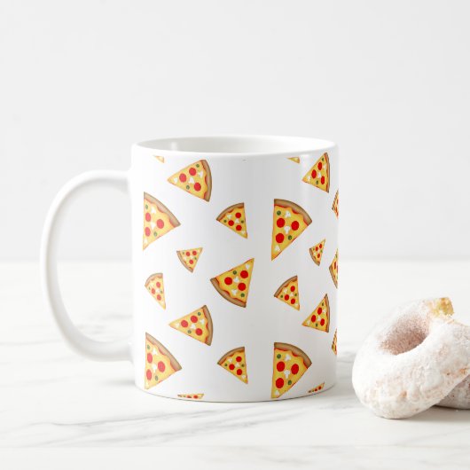 Coole und lustige Pizzaschnitte auf Weiß Kaffeetasse (Mit Donut)