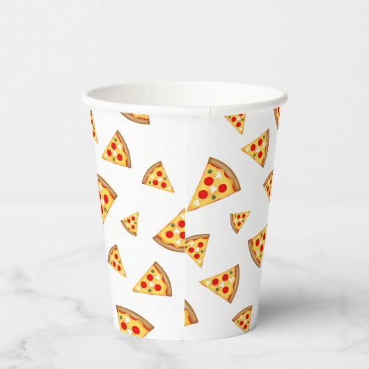 Coole und lustige Pizzaschnitte auf Weiß Pappbecher (Rechts)