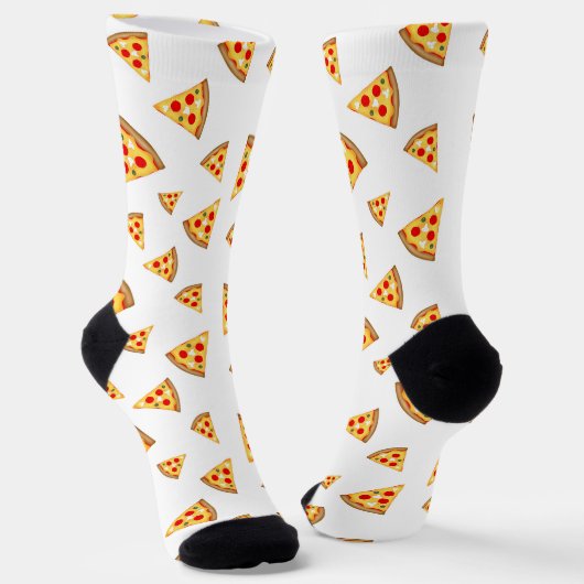 Coole und lustige Pizzaschnitte auf Weiß Socken (Gewinkelt)