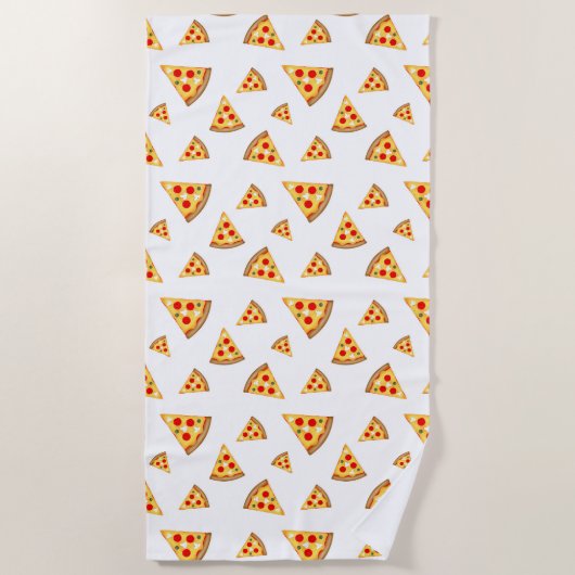 Coole und lustige Pizzaschnitte auf Weiß Strandtuch (Vorderseite)