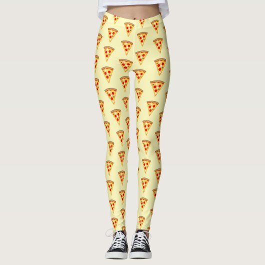 Coole und lustige Pizzaschnitte hellgelb Leggings (Vorderseite)