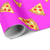 Coole und lustige Pizzaschnitte in Neonrosa Geschenkpapier (Rolleneckpunkt)