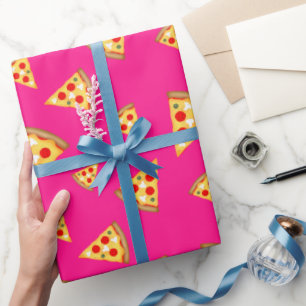 Coole und lustige Pizzaslicen in heißen Rosa Geschenkpapier