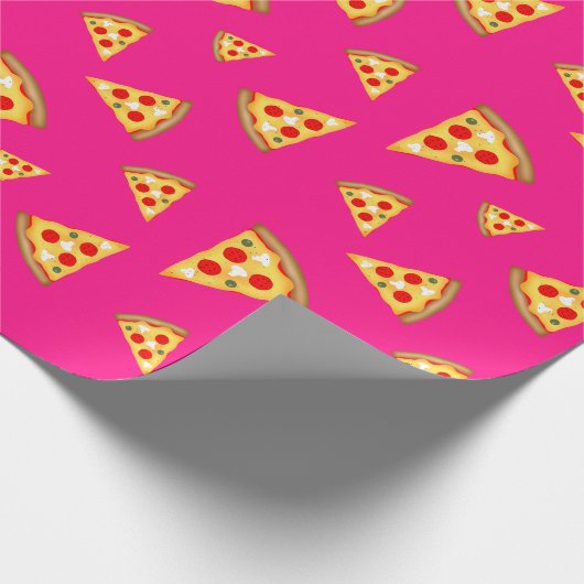 Coole und lustige Pizzaslicen in heißen Rosa Geschenkpapier (Ecke)