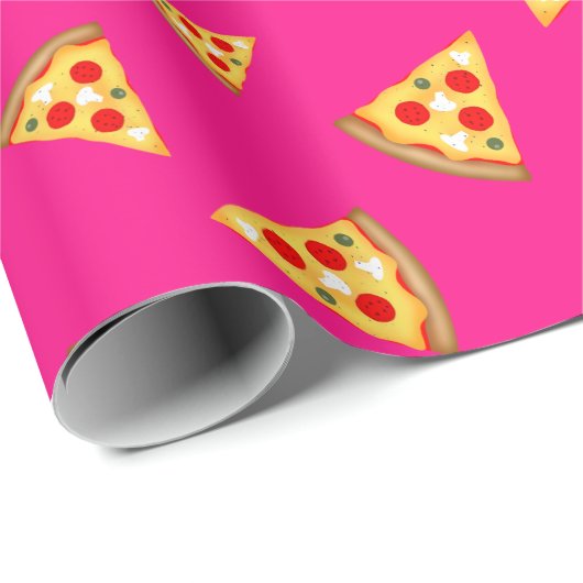 Coole und lustige Pizzaslicen in heißen Rosa Geschenkpapier (Rolleneckpunkt)