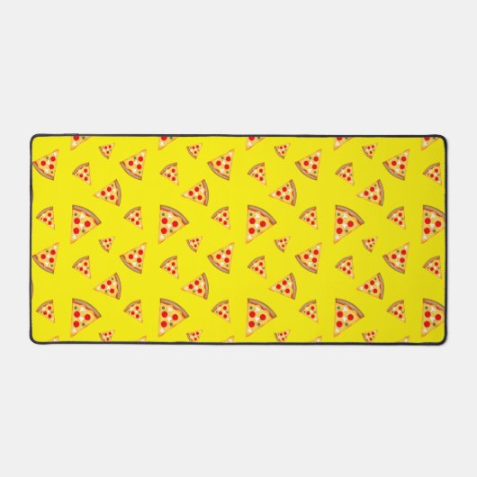 Coole und lustige Pizzaslicen in Neongelb Schreibtischunterlage (Vorderseite)