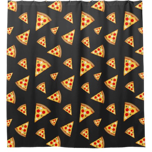 Coole und lustige Pizzaslicen-Muster dunkelgrau Duschvorhang (Vorderseite)