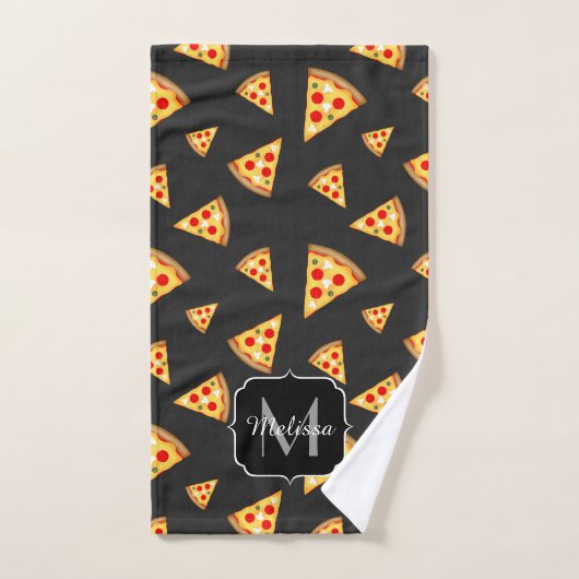 Coole und lustige Pizzaslicmuster Monogram Badhandtuch Set (Handtuch)