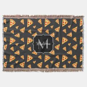 Coole und lustige Pizzaslicmuster Monogram Decke