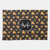 Coole und lustige Pizzaslicmuster Monogram Geschirrtuch (Horizontal)
