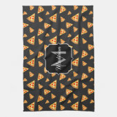 Coole und lustige Pizzaslicmuster Monogram Geschirrtuch (Vertikal)