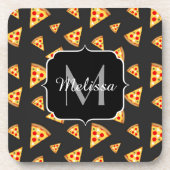 Coole und lustige Pizzaslicmuster Monogram Getränkeuntersetzer (Vorderseite)