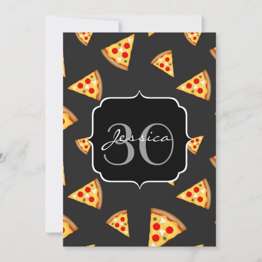 Coole und lustige Pizzaslicmuster Monogram Invite Einladung (Vorderseite)