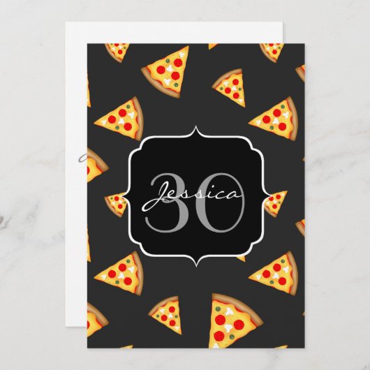 Coole und lustige Pizzaslicmuster Monogram Invite Einladung (Vorne/Hinten)
