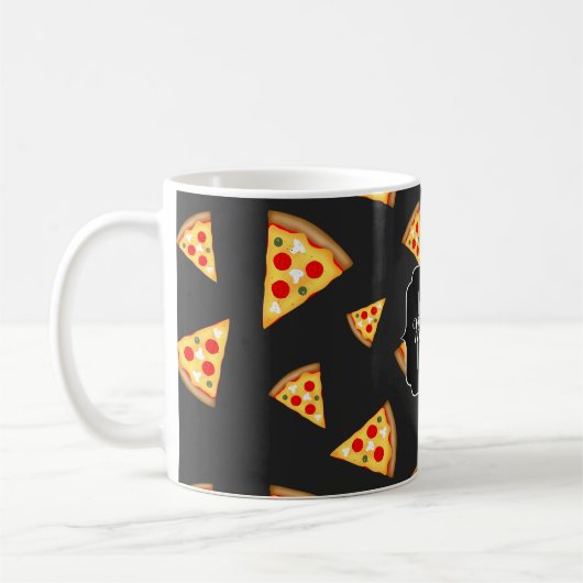 Coole und lustige Pizzaslicmuster Monogram Kaffeetasse (Links)
