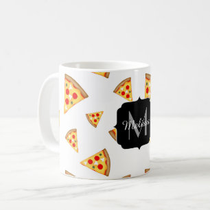 Coole und lustige Pizzaslicmuster Monogram Kaffeetasse