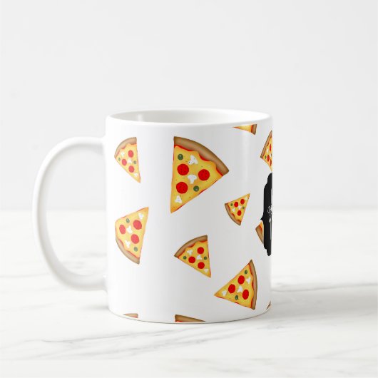 Coole und lustige Pizzaslicmuster Monogram Kaffeetasse (Links)