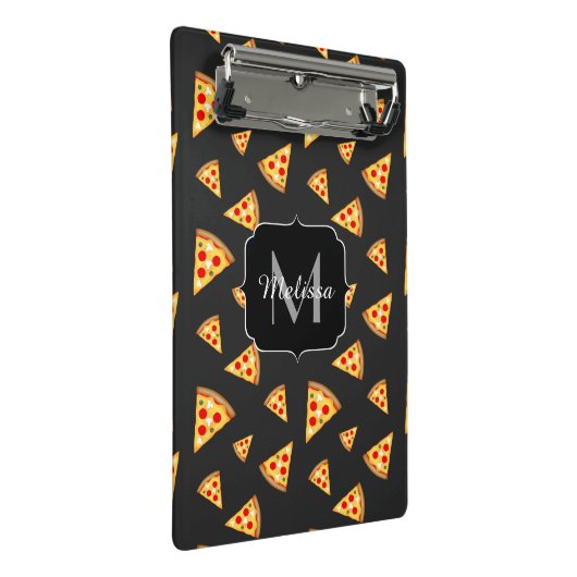 Coole und lustige Pizzaslicmuster Monogram Mini Klemmbrett (Schrägansicht)