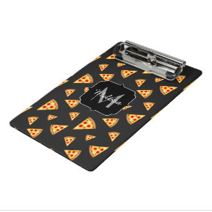 Coole und lustige Pizzaslicmuster Monogram Mini Klemmbrett