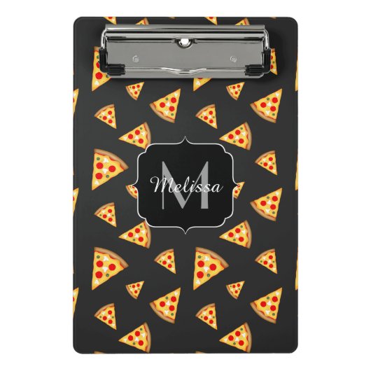 Coole und lustige Pizzaslicmuster Monogram Mini Klemmbrett (Vorderseite)