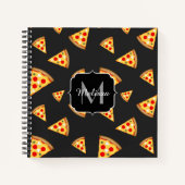 Coole und lustige Pizzaslicmuster Monogram Notizbuch (Vorderseite)