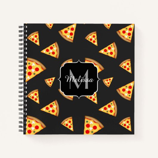 Coole und lustige Pizzaslicmuster Monogram Notizbuch (Vorderseite)