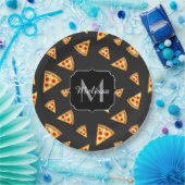 Coole und lustige Pizzaslicmuster Monogram Pappteller (Party)