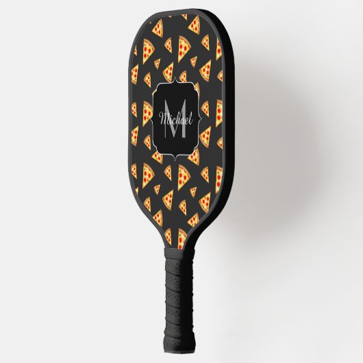 Coole und lustige Pizzaslicmuster Monogram Pickleball Schläger (Links)