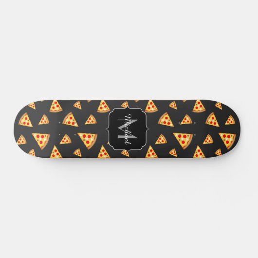 Coole und lustige Pizzaslicmuster Monogram Skateboard (Horizontal)