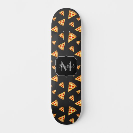 Coole und lustige Pizzaslicmuster Monogram Skateboard (Vorderseite)