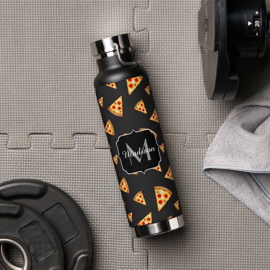 Coole und lustige Pizzaslicmuster Monogram Trinkflasche (Fitnessstudio)