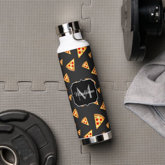 Coole und lustige Pizzaslicmuster Monogram Trinkflasche (Fitnessstudio)