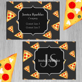 Coole und lustige Pizzaslicmuster Monogram Visitenkarte