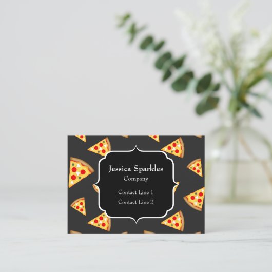 Coole und lustige Pizzaslicmuster Monogram Visitenkarte (Stehend Vorderseite)