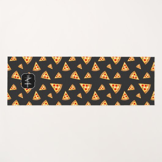 Coole und lustige Pizzaslicmuster Monogram Yogamatte (Vorderseite (Horizontal))